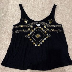 Express Black Tank Top with Gold and Silver Sequins